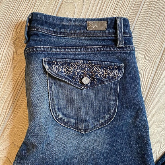Paige Pico Bootcut Jeans Womens 30 x 30 Med Wash Sretch Made in USA Flap Pockets - Picture 10 of 12